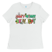 White Don't worry be hoppy Easter Day Ladies Tee - HowdyJamesFarm
