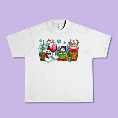Christmas Snowman Coffee Cups Urban Heavy Tee Designed By Oliviacreatesart