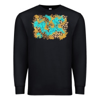 Black glitter leopard turquoise background Premium Sweatshirt - AdoDesignShop