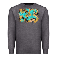 Charcoal Heather glitter leopard turquoise background Premium Sweatshirt - AdoDesignShop