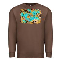 Chestnut glitter leopard turquoise background Premium Sweatshirt - AdoDesignShop