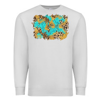 Dove Grey glitter leopard turquoise background Premium Sweatshirt - AdoDesignShop