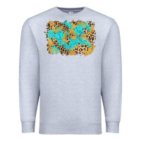 Heather Grey glitter leopard turquoise background Premium Sweatshirt - AdoDesignShop