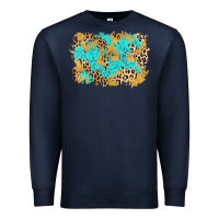 Navy glitter leopard turquoise background Premium Sweatshirt - AdoDesignShop