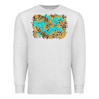 Oatmeal Heather glitter leopard turquoise background Premium Sweatshirt - AdoDesignShop