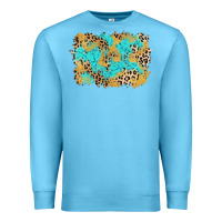 Ocean Blue glitter leopard turquoise background Premium Sweatshirt - AdoDesignShop