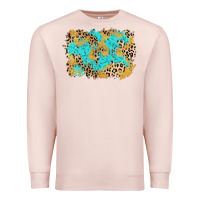 Pale Pink glitter leopard turquoise background Premium Sweatshirt - AdoDesignShop