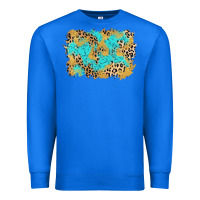 True Royal glitter leopard turquoise background Premium Sweatshirt - AdoDesignShop