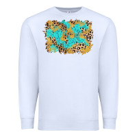 White glitter leopard turquoise background Premium Sweatshirt - AdoDesignShop