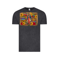 Vintage Black Our Lady Of Guadalupe Glitter Leopard Flowers Vintage Tee - FaDigitalArtStudio