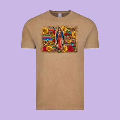 Our Lady Of Guadalupe Glitter Leopard Flowers Vintage Tee Designed By Fadigitalartstudio