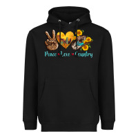 Black peace love country cowhide cowboy hat Heavyweight Hoodie - AdoDesignShop