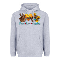 Heather Grey peace love country cowhide cowboy hat Heavyweight Hoodie - AdoDesignShop