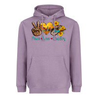 Peace Love Country Cowhide Cowboy Hat Heavyweight Hoodie | Teevron