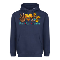Navy peace love country cowhide cowboy hat Heavyweight Hoodie - AdoDesignShop