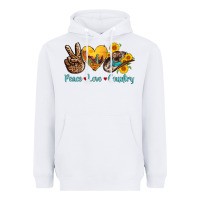 White peace love country cowhide cowboy hat Heavyweight Hoodie - AdoDesignShop