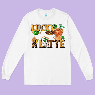 Lucky A Latte Long Sleeve Tee Designed By Fadigitalartstudio