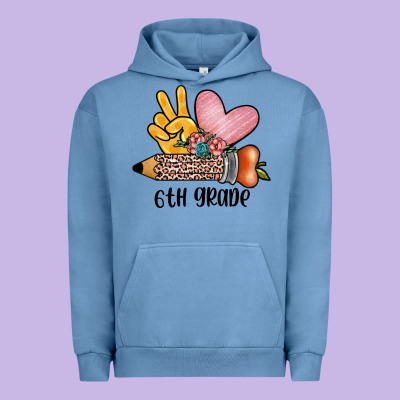 Peace Love 6th Grade Urban Hoodie Designed By Jahusdesignshop