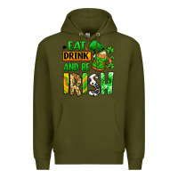 Army Green Eat drink and be Irish St. Patrick's Premium Hoodie - LillyAllenDesigns