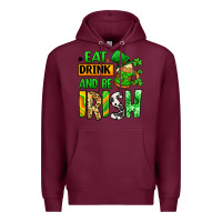 Burgundy Eat drink and be Irish St. Patrick's Premium Hoodie - LillyAllenDesigns