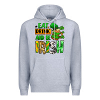 Heather Grey Eat drink and be Irish St. Patrick's Premium Hoodie - LillyAllenDesigns