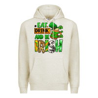 Oatmeal Heather Eat drink and be Irish St. Patrick's Premium Hoodie - LillyAllenDesigns