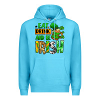 Ocean Blue Eat drink and be Irish St. Patrick's Premium Hoodie - LillyAllenDesigns