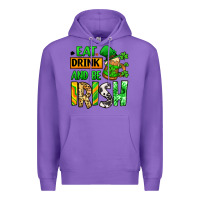 Purple Eat drink and be Irish St. Patrick's Premium Hoodie - LillyAllenDesigns