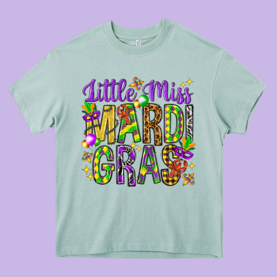 Little Miss Mardi Gras Hjf Heavy Core Tee Designed By Howdyjamesfarm
