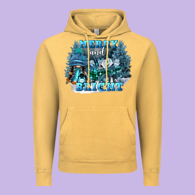 Merry And Bright Vintage Hoodie Designed By Fadigitalartstudio