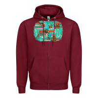 Burgundy leopard turquoise glitter background Zipper Hoodie - AdoDesignShop