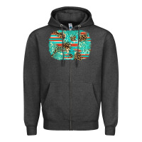Charcoal Heather leopard turquoise glitter background Zipper Hoodie - AdoDesignShop