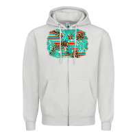 Dove Grey leopard turquoise glitter background Zipper Hoodie - AdoDesignShop