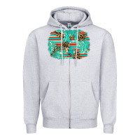 Heather Grey leopard turquoise glitter background Zipper Hoodie - AdoDesignShop
