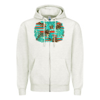 Oatmeal Heather leopard turquoise glitter background Zipper Hoodie - AdoDesignShop