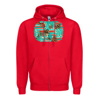 Red leopard turquoise glitter background Zipper Hoodie - AdoDesignShop