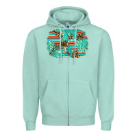 Seafoam leopard turquoise glitter background Zipper Hoodie - AdoDesignShop