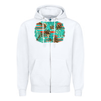 White leopard turquoise glitter background Zipper Hoodie - AdoDesignShop