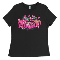 Black Cancer pumpkins Cancer Awareness Ladies Tee - HowdyJamesFarm
