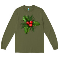 Army Green Mistletoe Long Sleeve Tee - BundleAndBundleShop