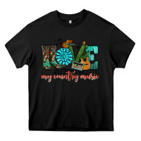 Black Western love my country music Heavy Core Tee - HowdyJamesFarm