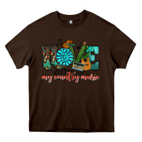 Chocolate Brown Western love my country music Heavy Core Tee - HowdyJamesFarm