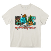 Cream Western love my country music Heavy Core Tee - HowdyJamesFarm