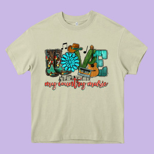 Western Love My Country Music Heavy Core Tee Designed By Howdyjamesfarm