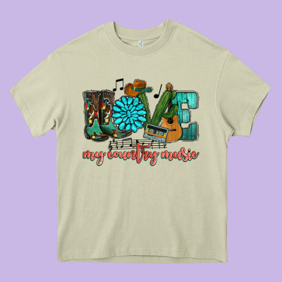 Western Love My Country Music Heavy Core Tee Designed By Howdyjamesfarm
