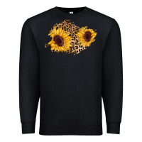 Black sunflower leopard patch Premium Sweatshirt - AdoDesignShop