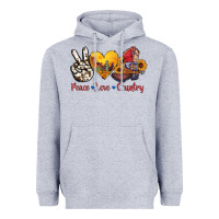 Heather Grey peace love country american texas flag boots Heavyweight Hoodie - AdoDesignShop