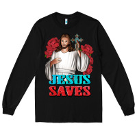 Black Jesus Saves Long Sleeve Tee - BundleAndBundleShop