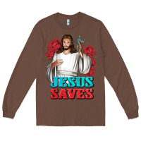Chestnut Jesus Saves Long Sleeve Tee - BundleAndBundleShop