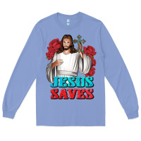 Colony Blue Jesus Saves Long Sleeve Tee - BundleAndBundleShop